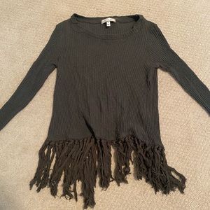 Long sleeve sweater with fringe!